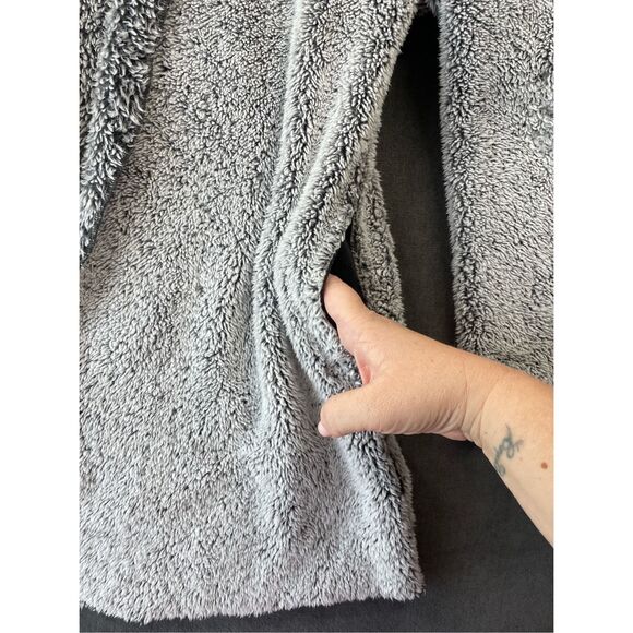 Victoria's Secret PINK Sherpa Hooded Open Front Cardigan Womens Gray Cozy Lounge - Picture 3 of 8